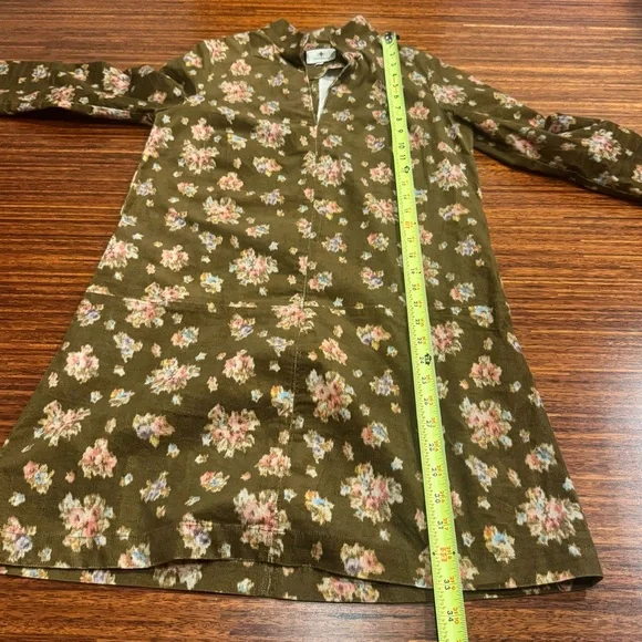 Tuckernuck Hazel Bouquet Corduroy Clifton Mini Dress Brown Floral Stand Collar - Picture 7 of 8